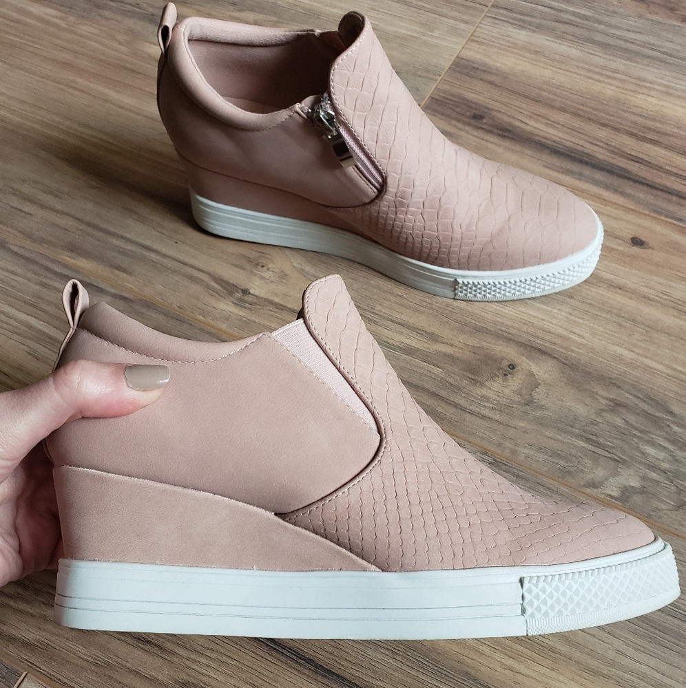Pink wedge sneakers